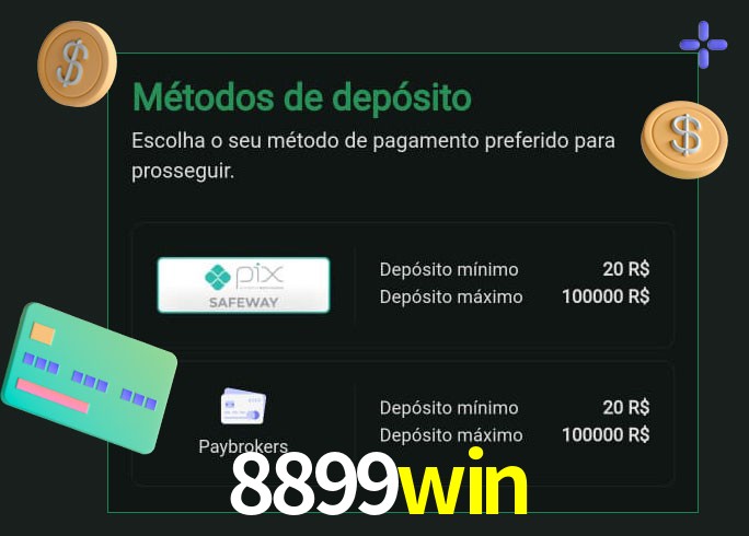 O cassino 8899win oferece uma grande variedade de métodos de pagamento